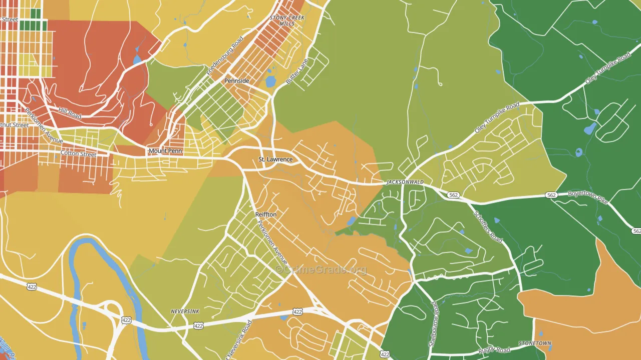 St. Lawrence, PA Map of Assault Rates
