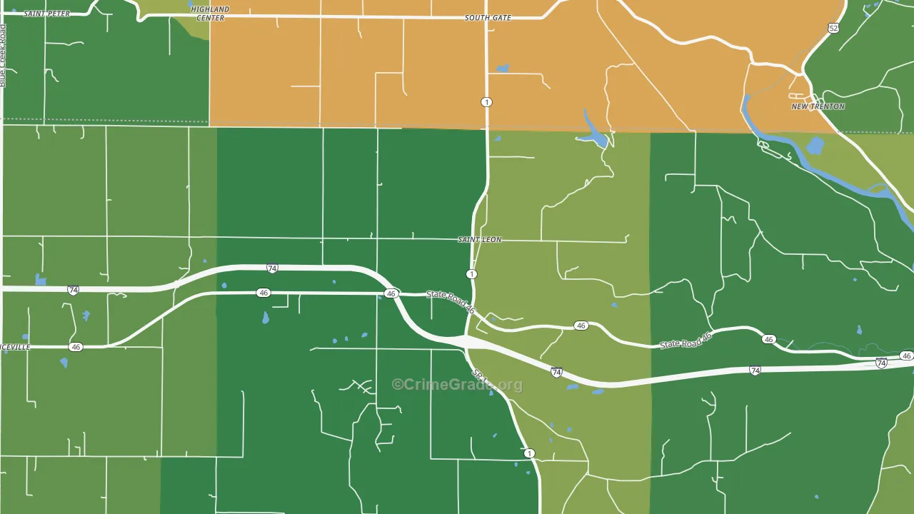 St. Leon, IN Map of Assault Rates