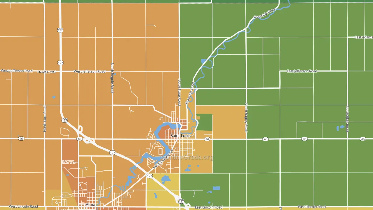 St. Louis, MI Map of Assault Rates