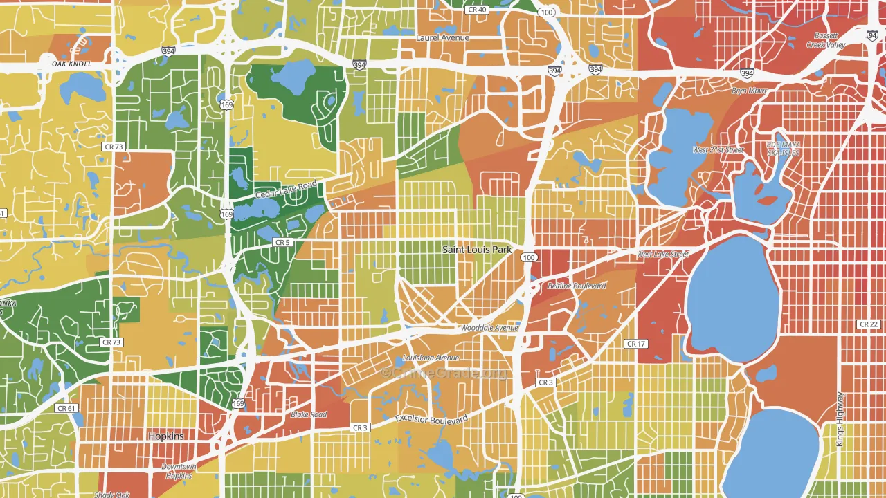 St. Louis Park, MN Map of Assault Rates