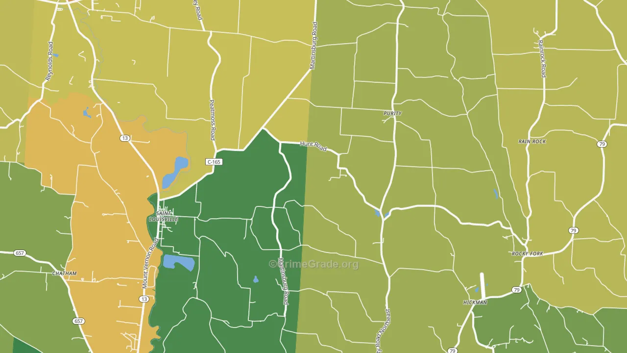 St. Louisville, OH Map of Assault Rates