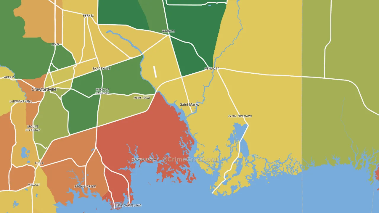 St. Marks, FL Map of Assault Rates