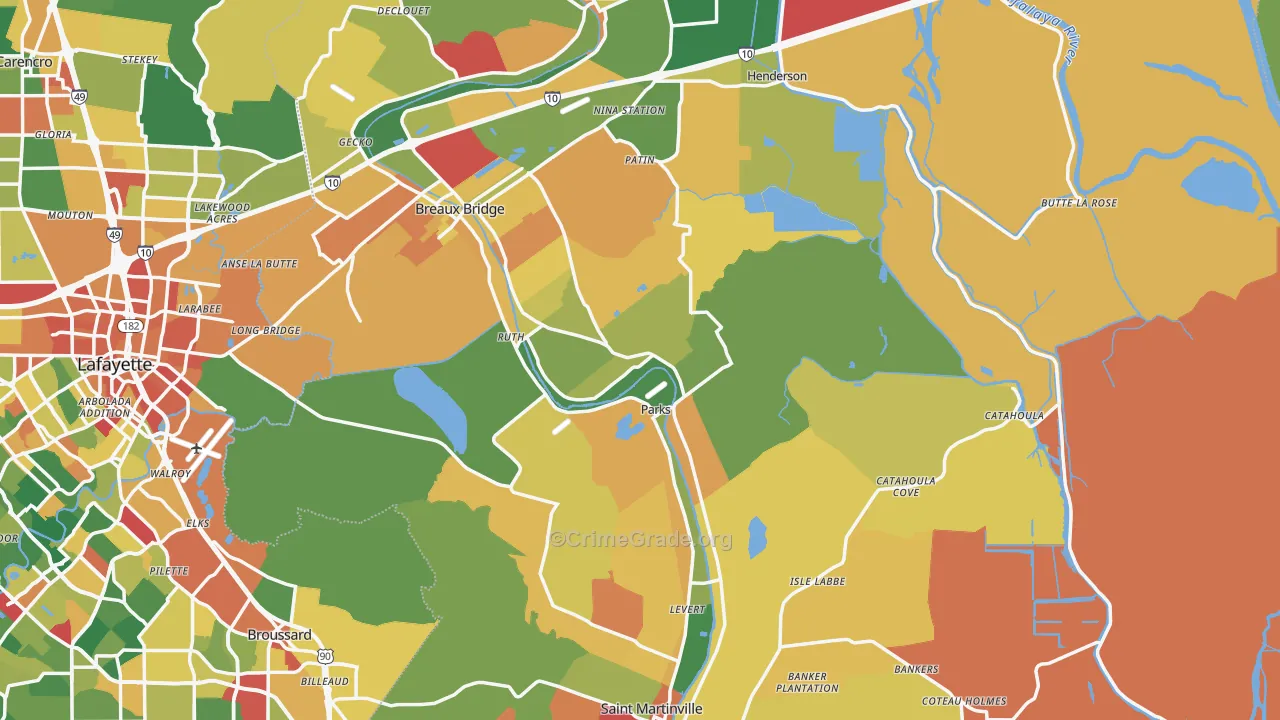 St. Martin Parish, LA Map of Assault Rates