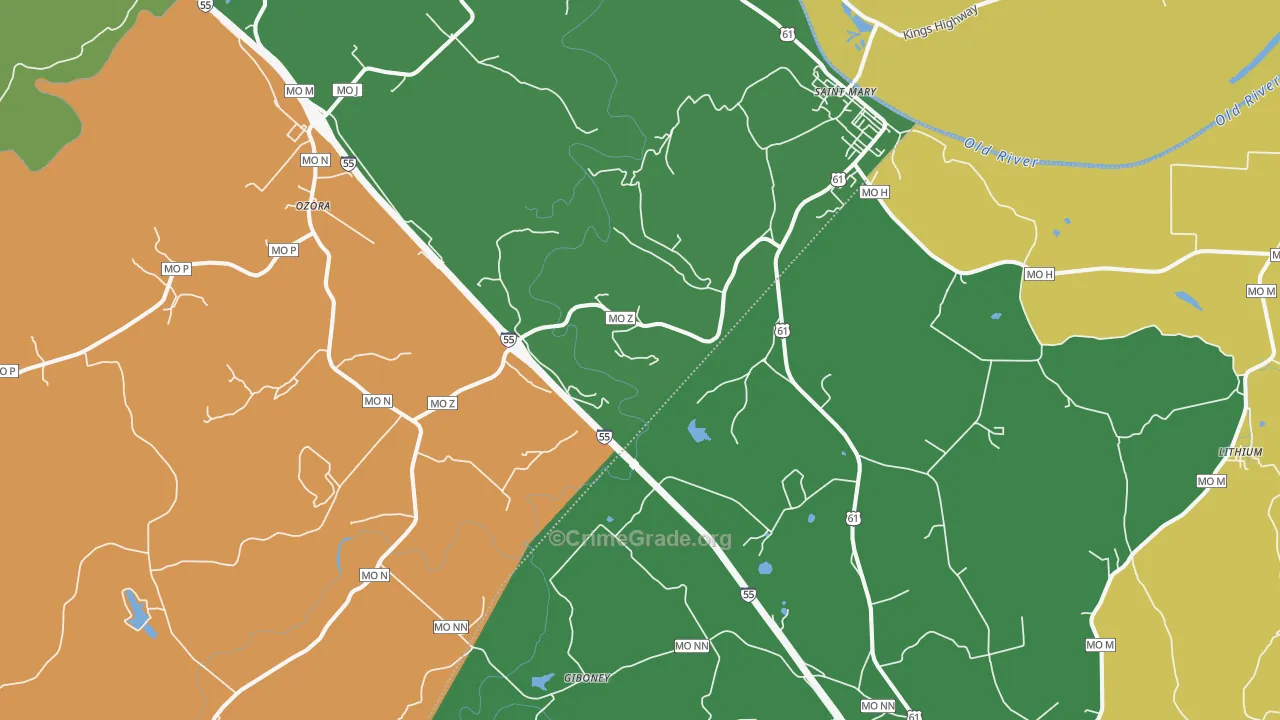 St. Mary, MO Map of Assault Rates