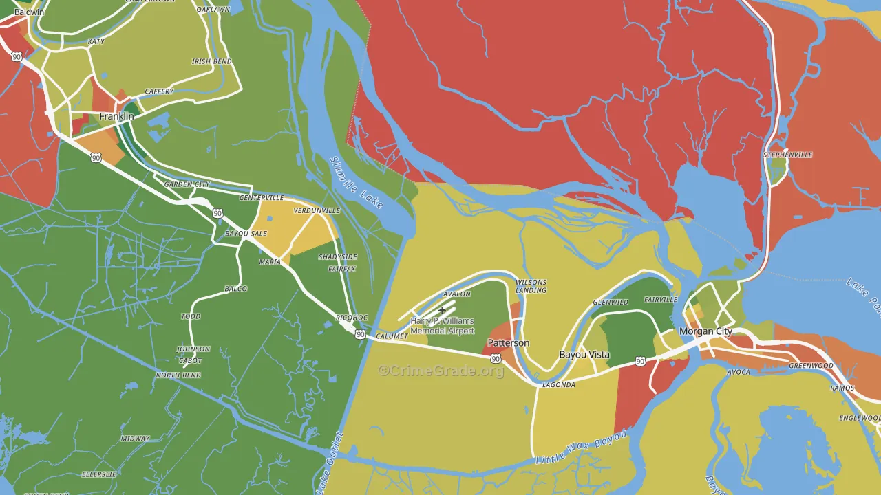 St. Mary Parish, LA Map of Assault Rates