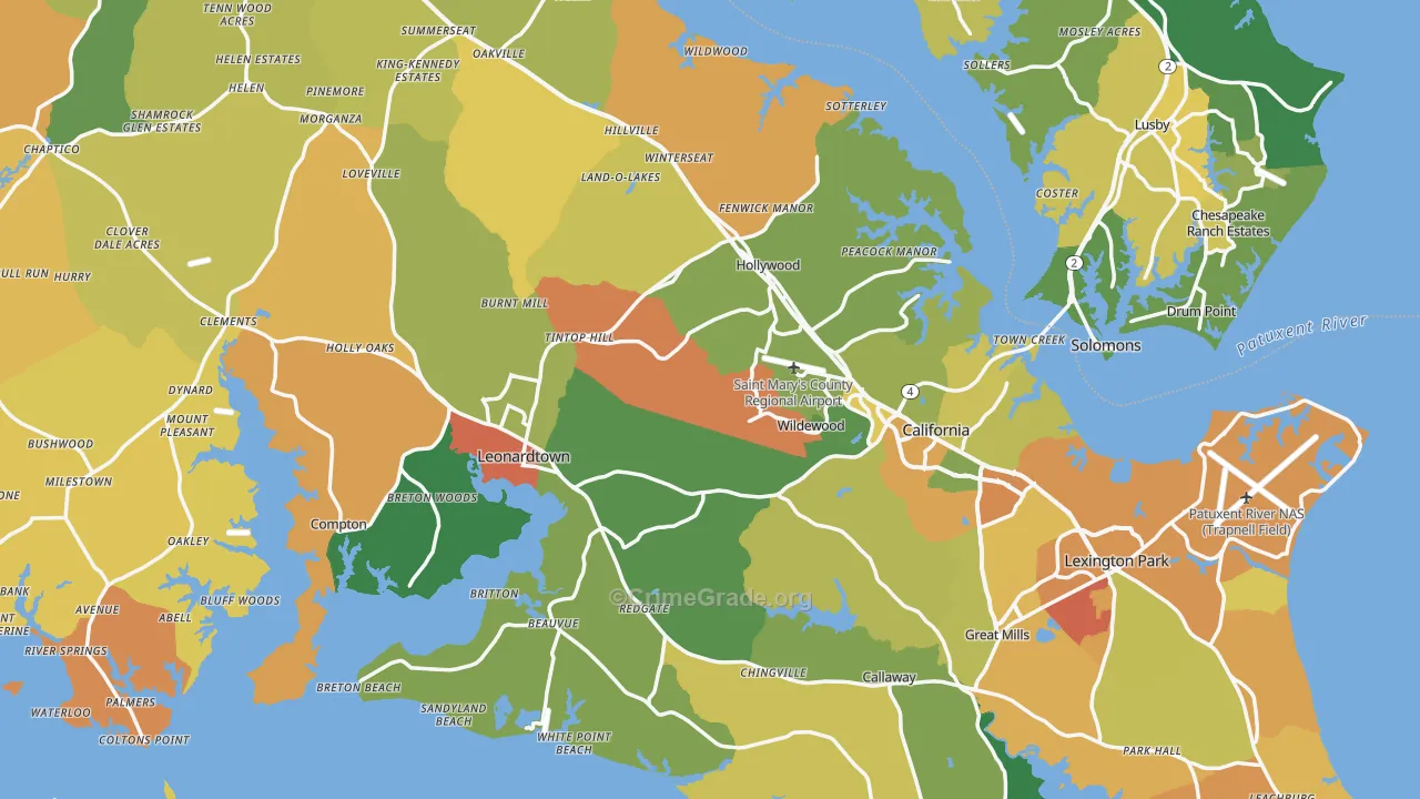 St. Mary's County, MD Map of Assault Rates