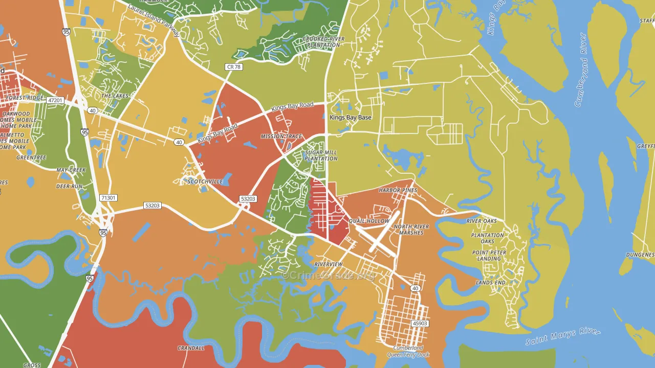 St. Marys, GA Map of Assault Rates