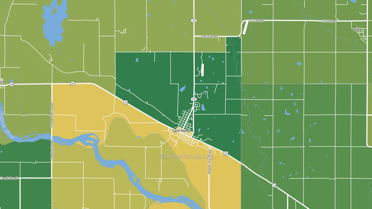 St. Marys, KS Map of Assault Rates