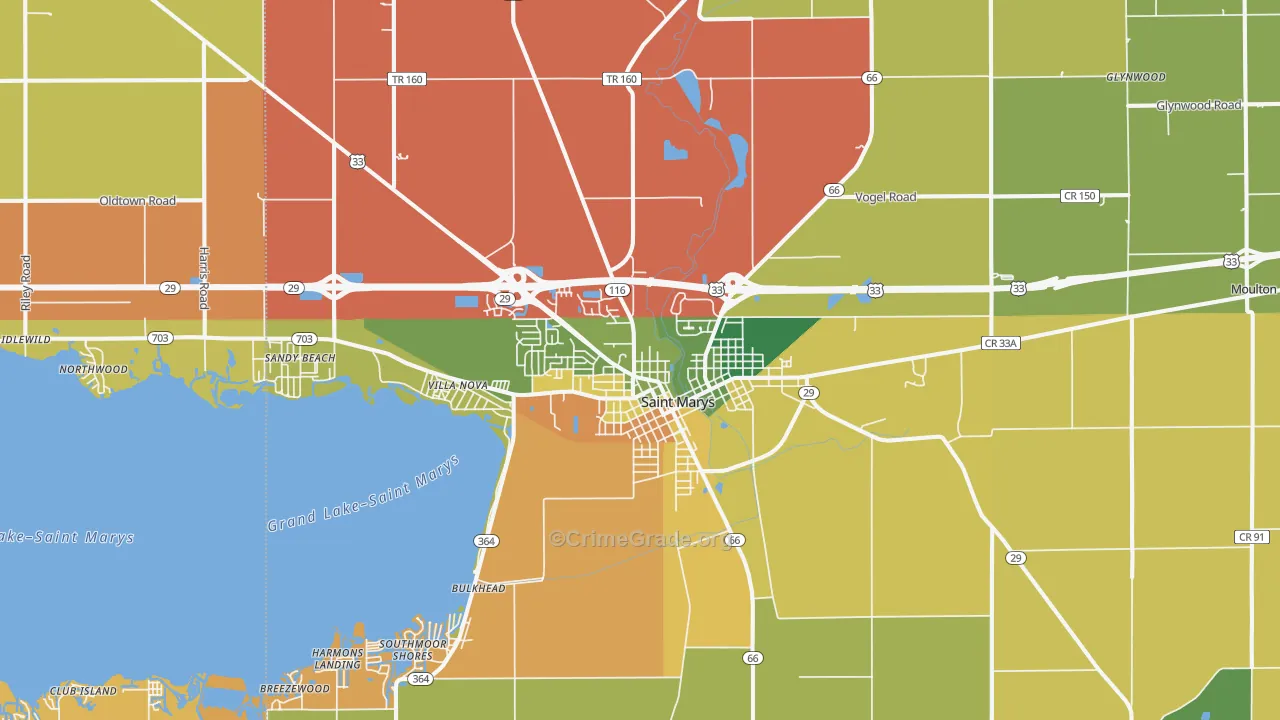 St. Marys, OH Map of Assault Rates