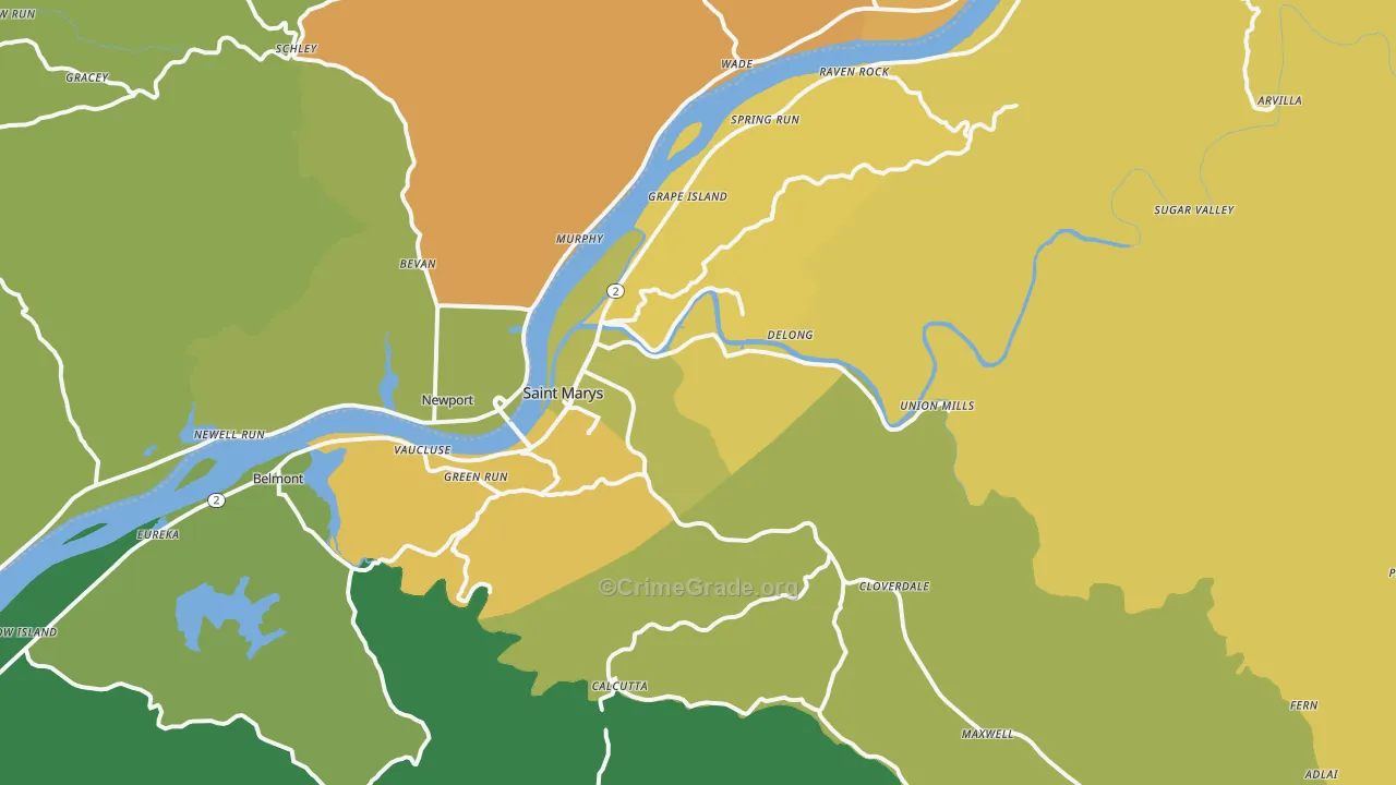 St. Marys, WV Map of Assault Rates