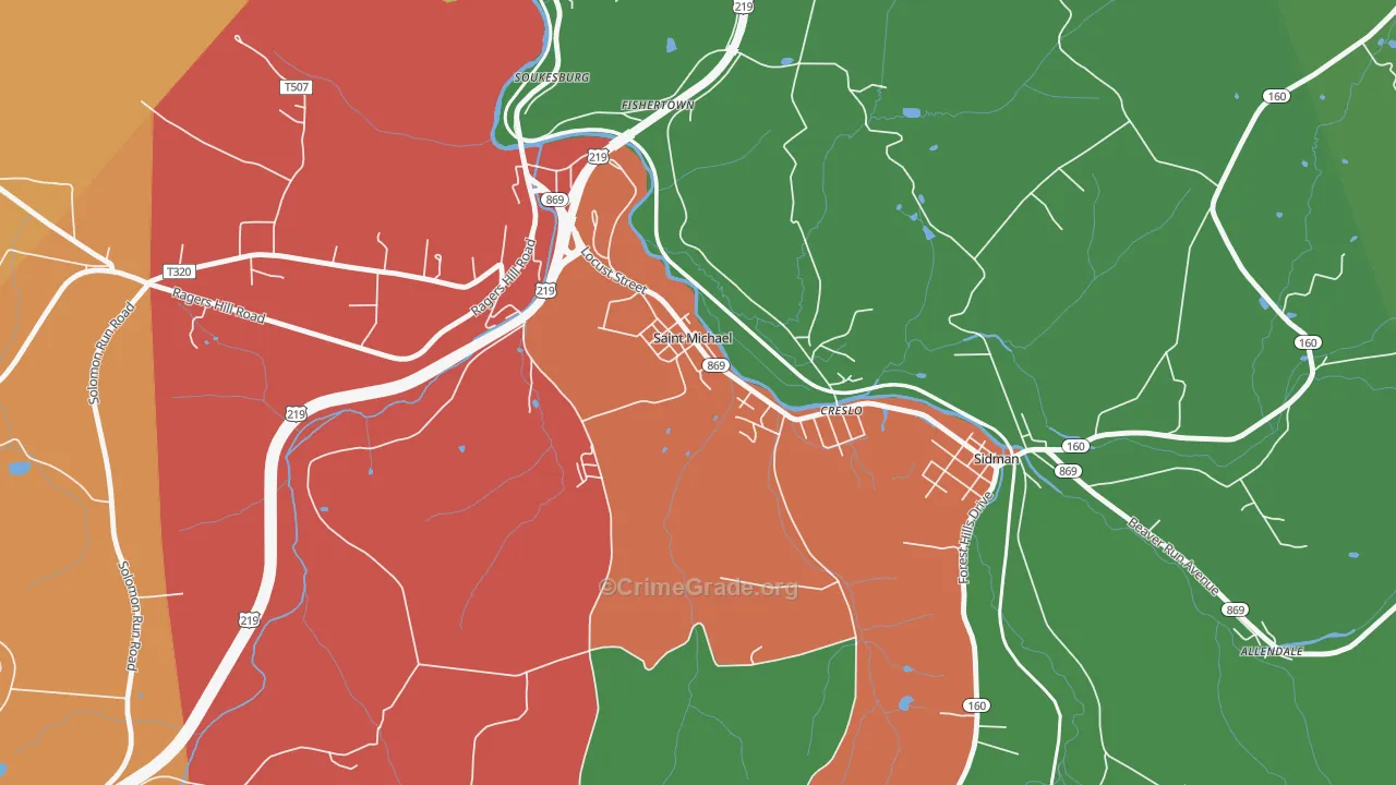 St. Michael, PA Map of Assault Rates