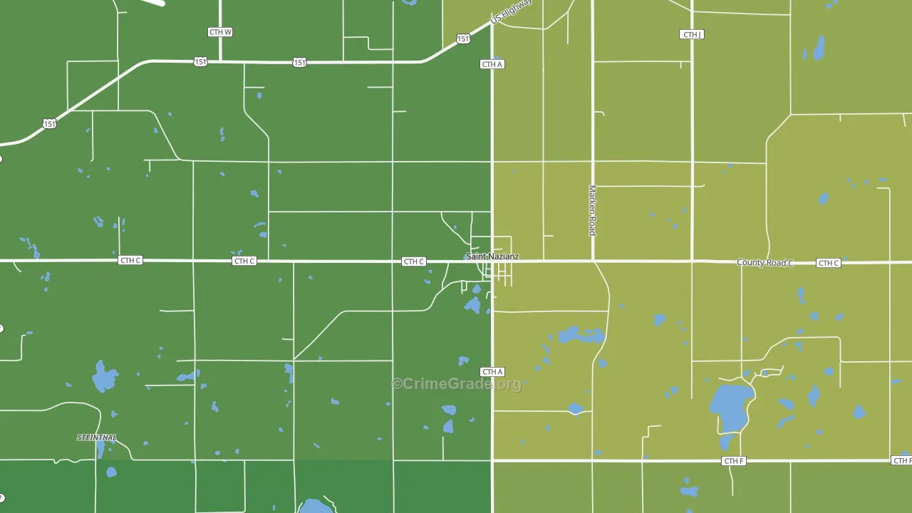 St. Nazianz, WI Map of Assault Rates