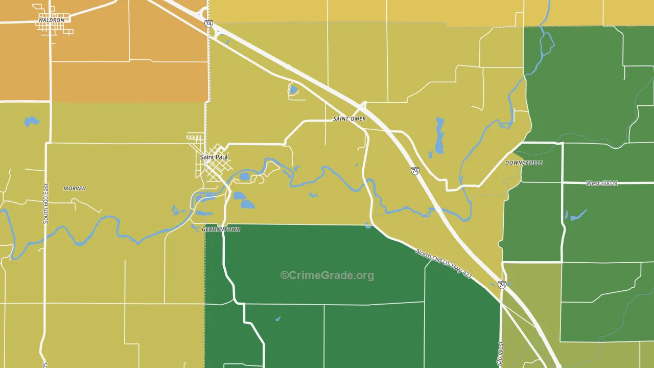 St. Omer, IN Map of Assault Rates