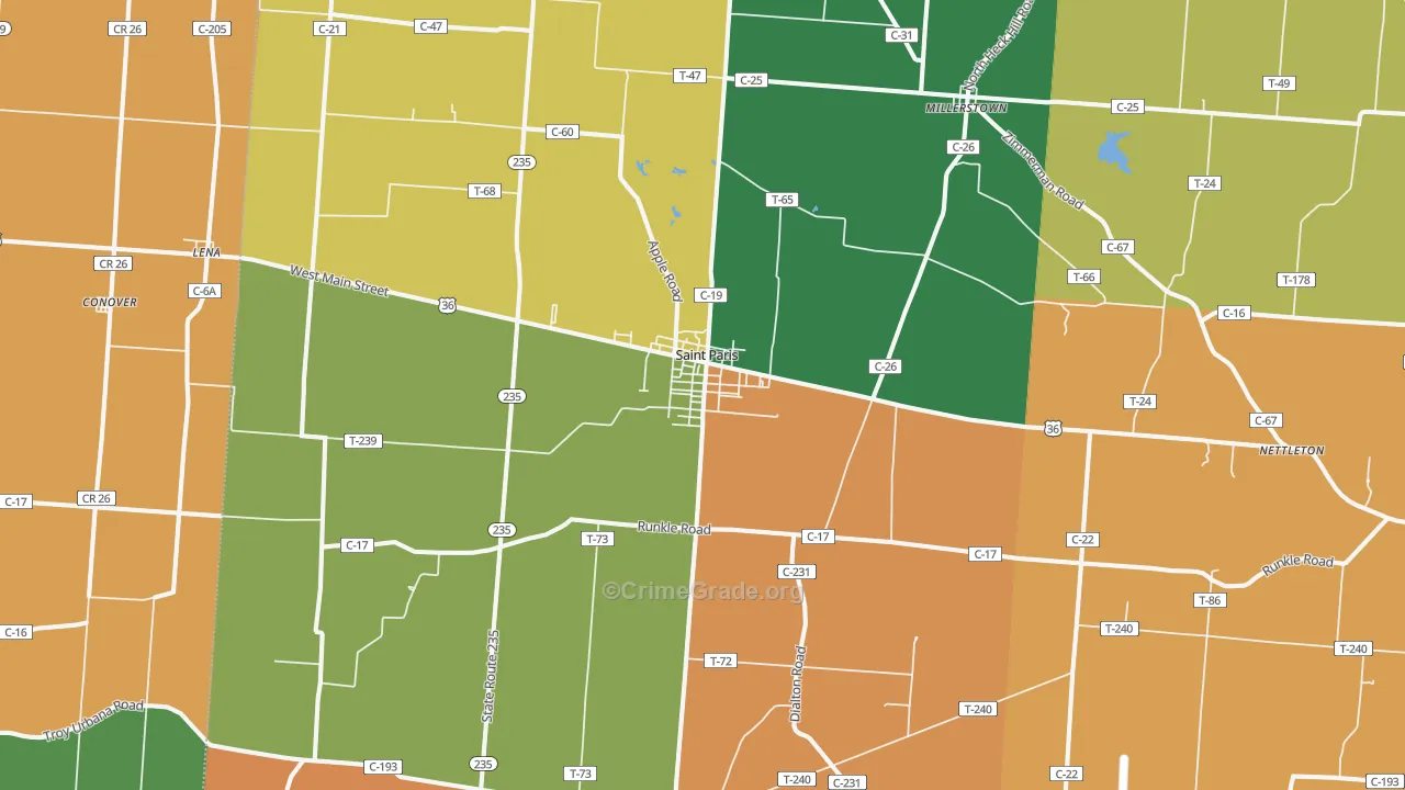 St. Paris, OH Map of Assault Rates