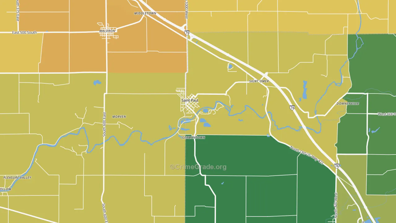 St. Paul, IN Map of Assault Rates