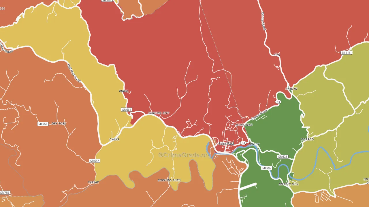 St. Paul, VA Map of Assault Rates