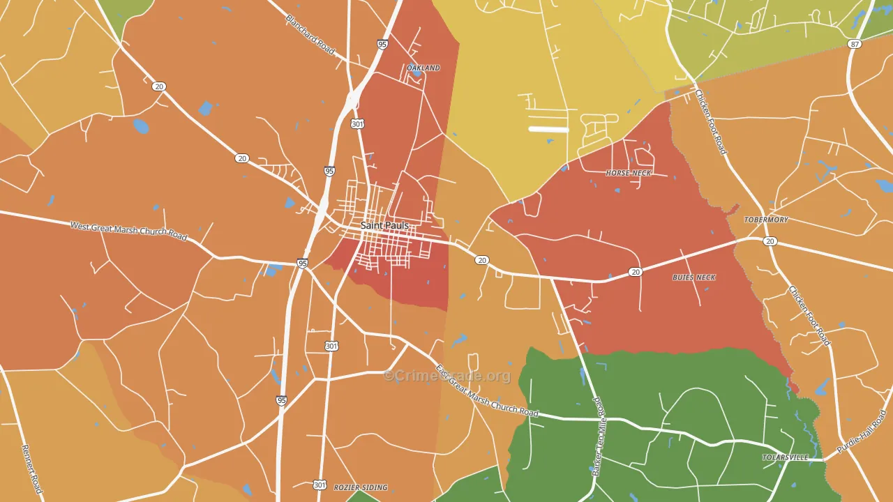 St. Pauls, NC Map of Assault Rates