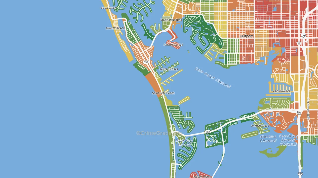 St. Pete Beach, FL Map of Assault Rates