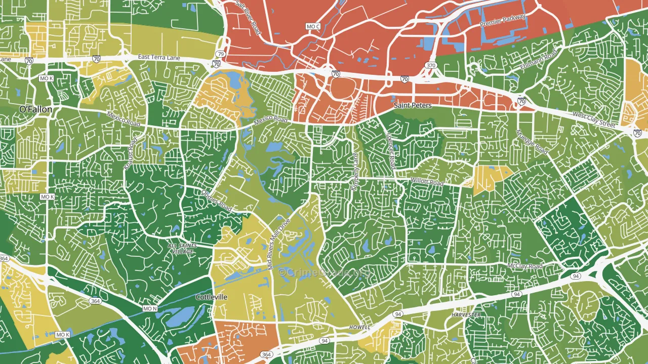 St. Peters, MO Map of Assault Rates