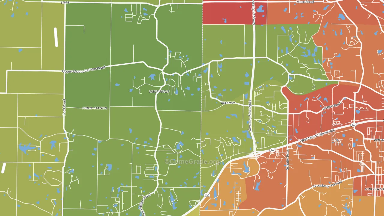 St. Philip, IN Map of Assault Rates