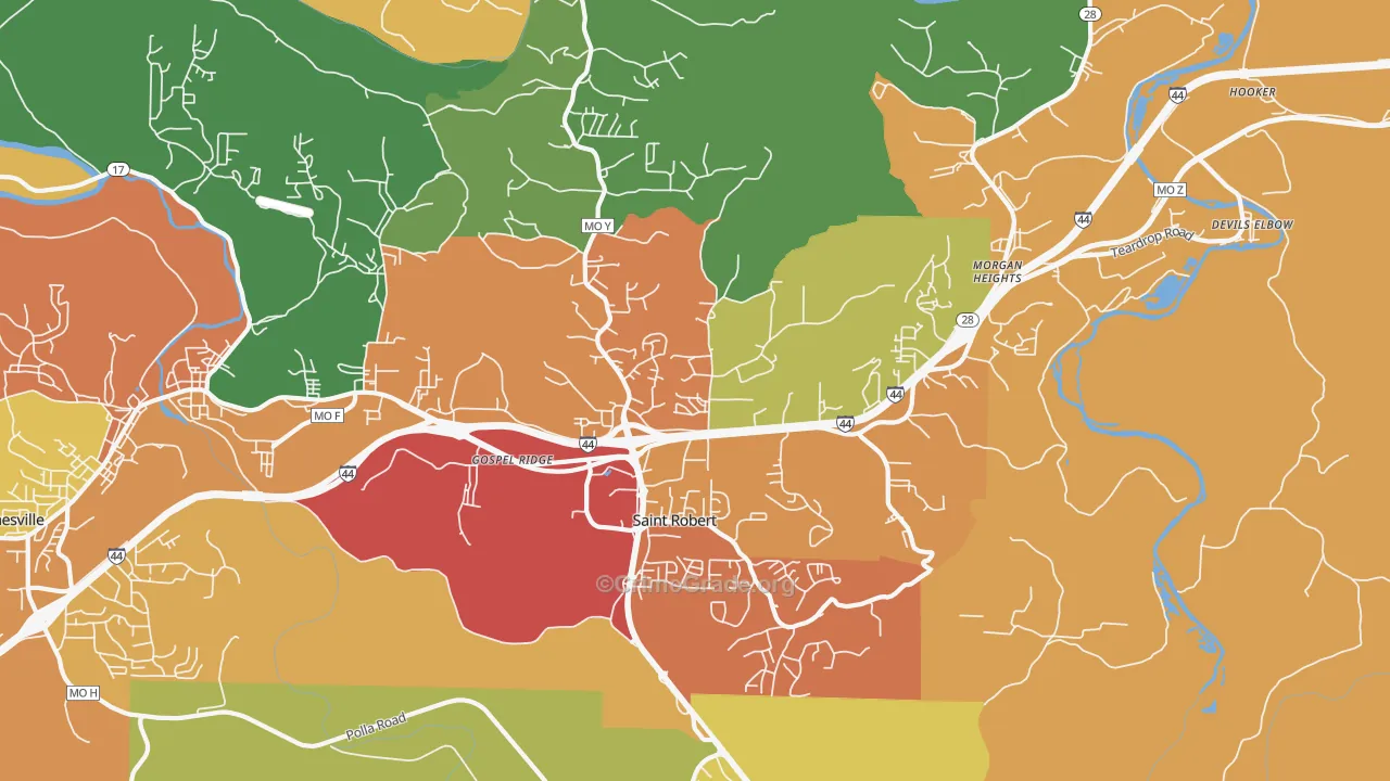 St. Robert, MO Map of Assault Rates