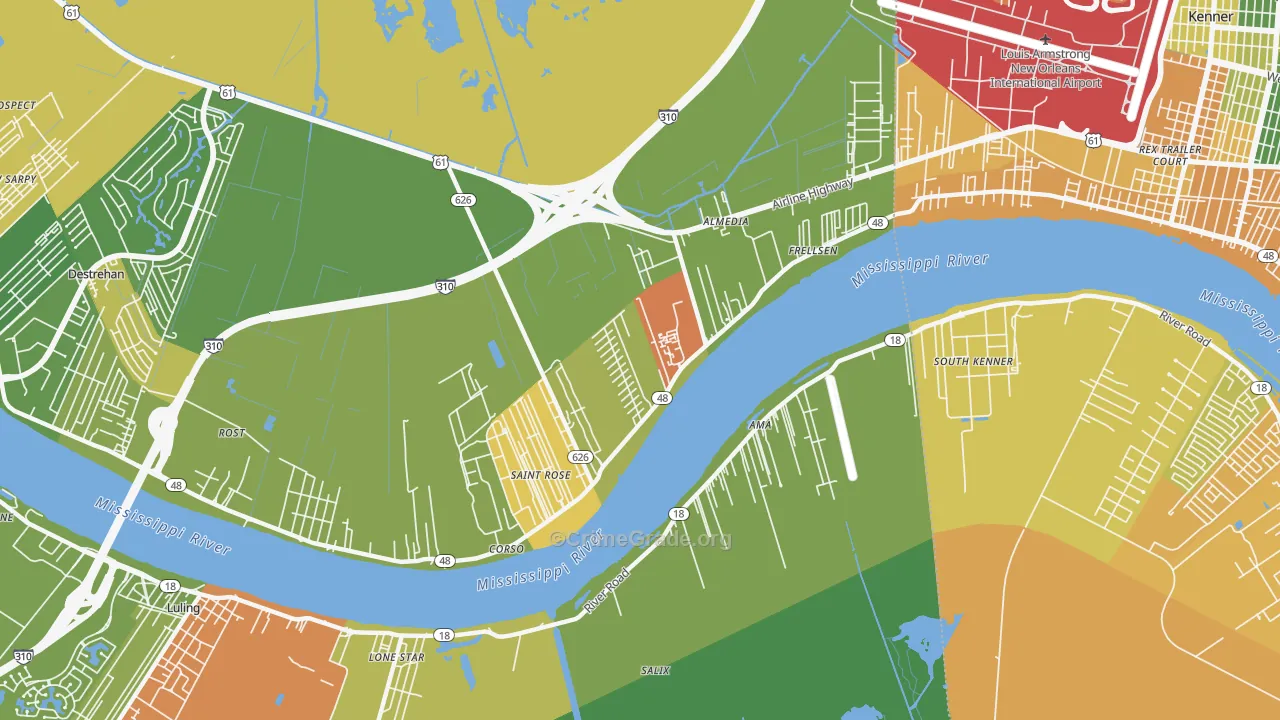 St. Rose, LA Map of Assault Rates