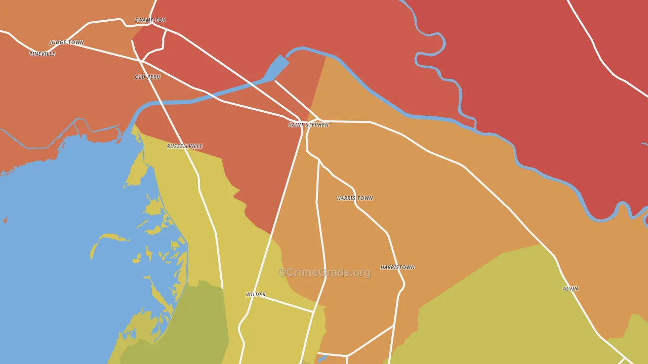 St. Stephen, SC Map of Assault Rates