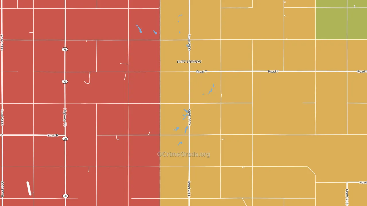 St. Stephens, NE Map of Assault Rates