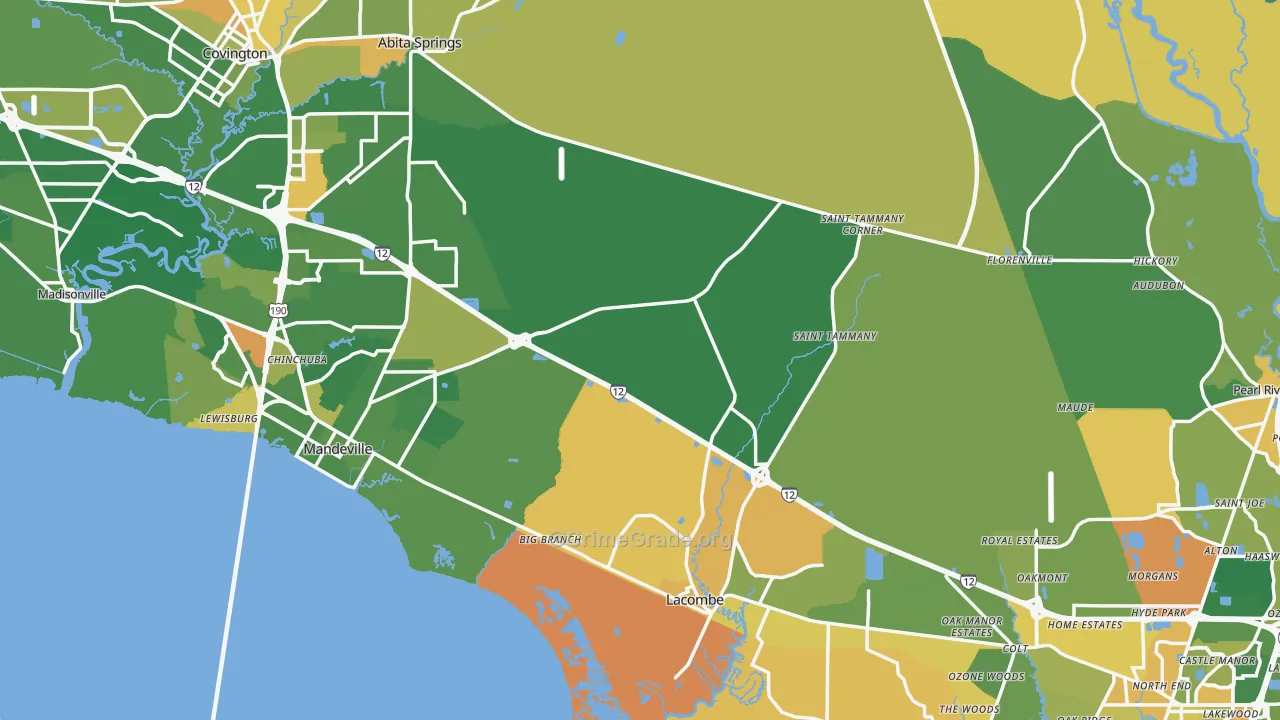 St. Tammany Parish, LA Map of Assault Rates