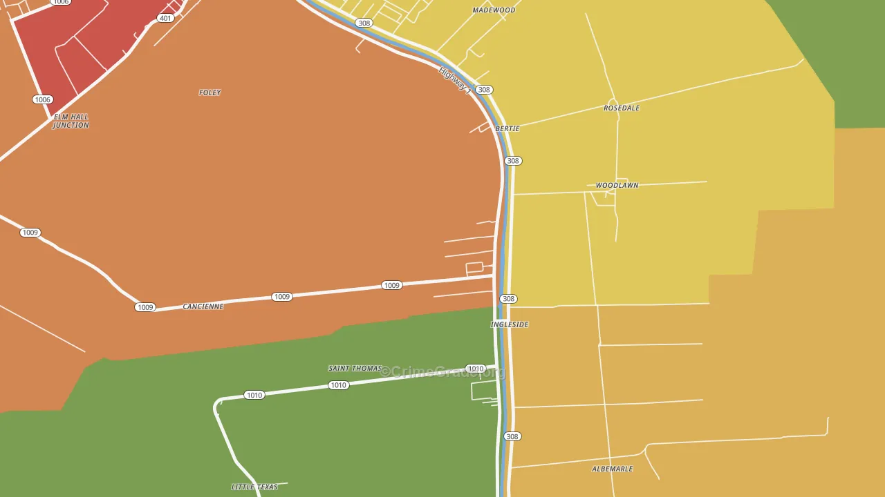 St. Thomas, LA Map of Assault Rates