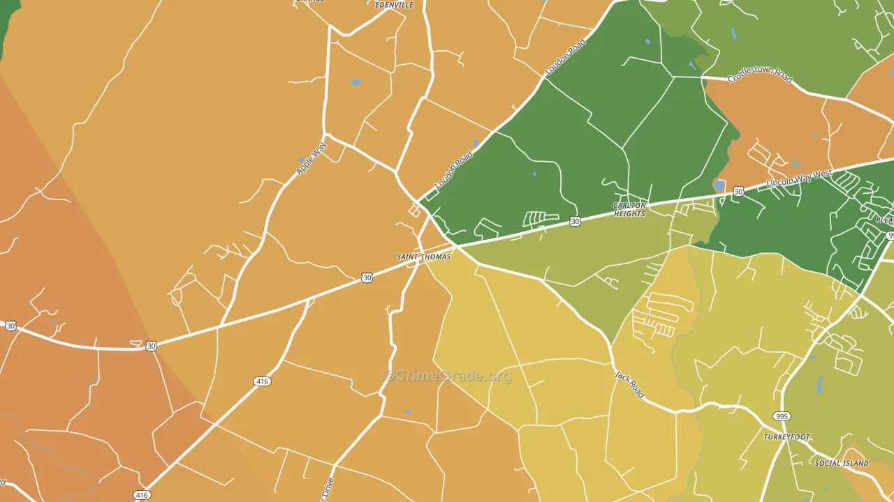 St. Thomas, PA Map of Assault Rates