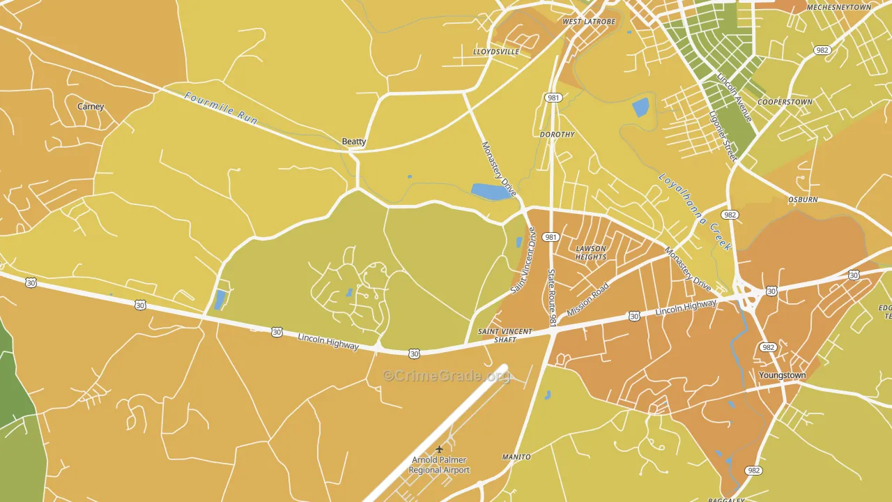 St. Vincent College, PA Map of Assault Rates