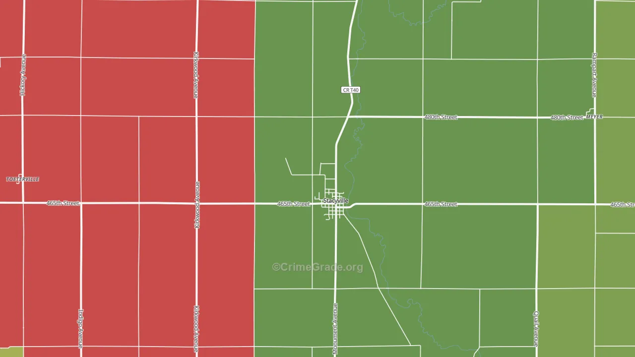 Stacyville, IA Map of Assault Rates