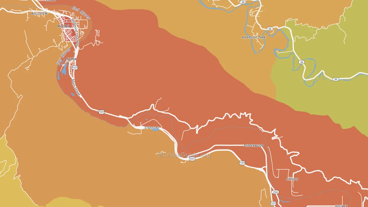 Stafford, CA Map of Assault Rates