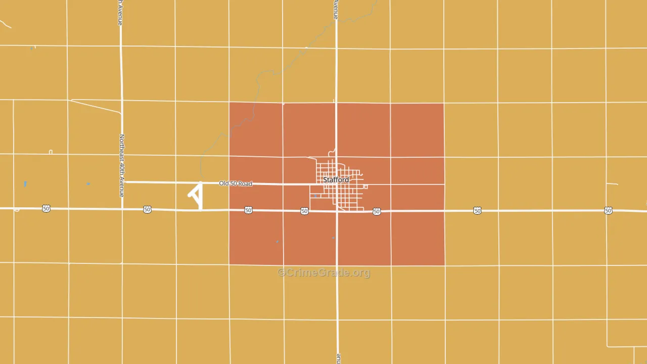 Stafford, KS Map of Assault Rates
