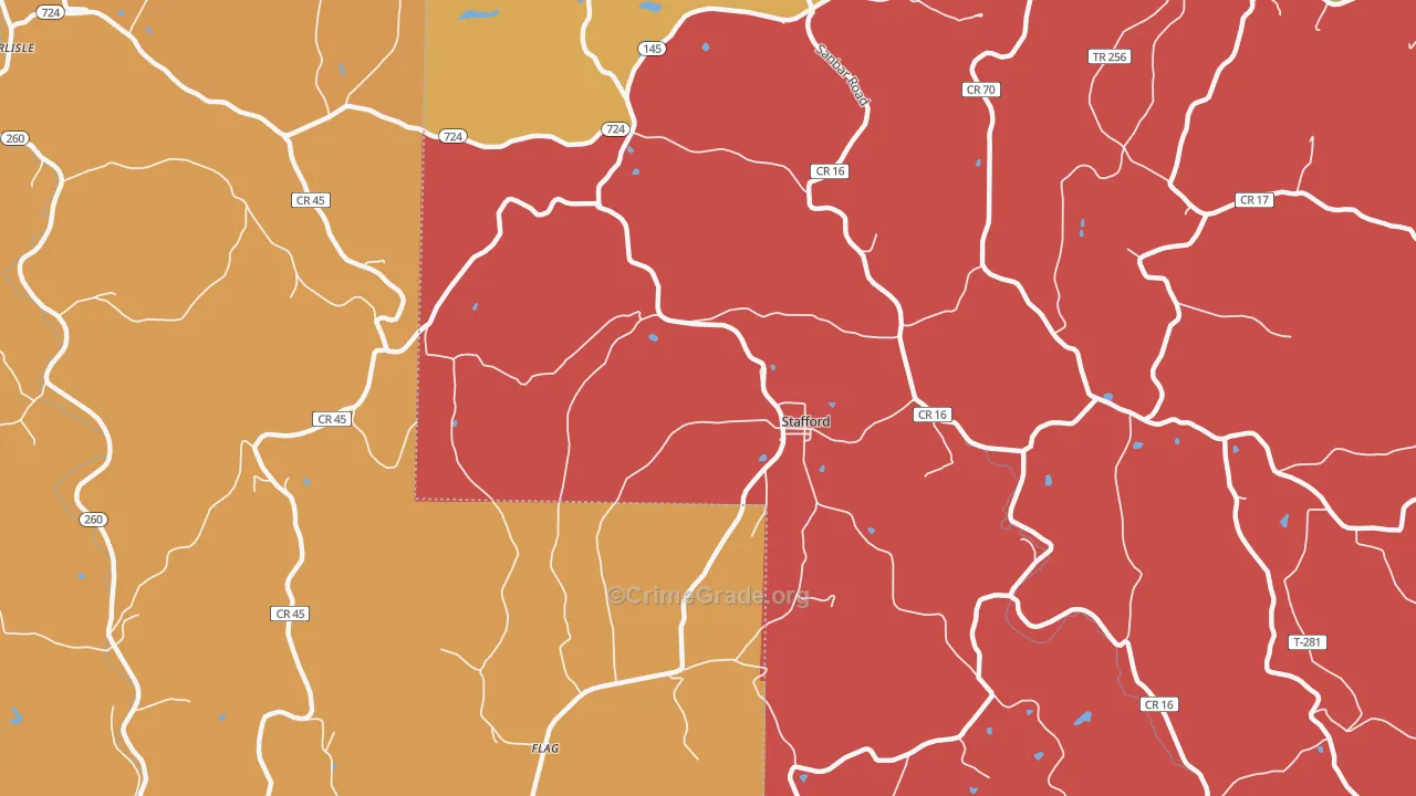 Stafford, OH Map of Assault Rates