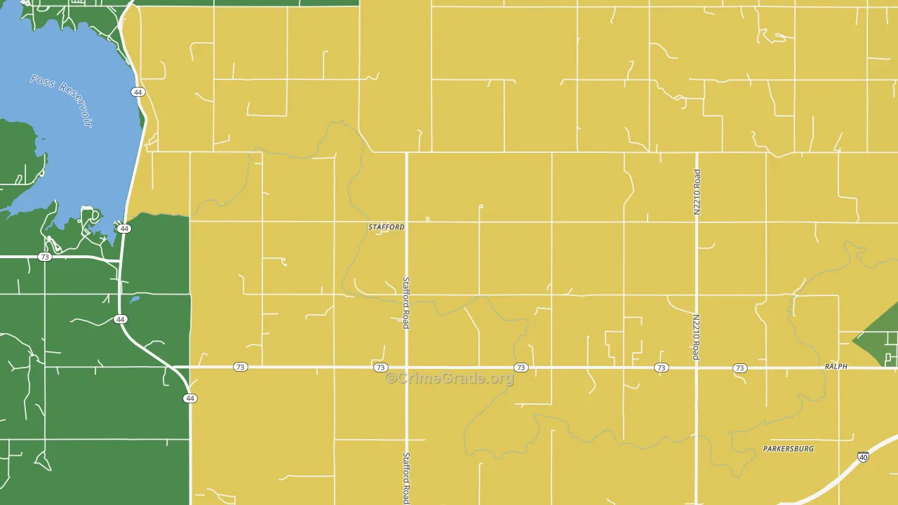 Stafford, OK Map of Assault Rates