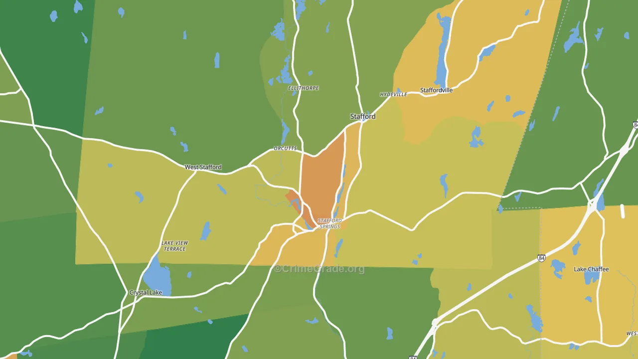 Stafford Springs, CT Map of Assault Rates