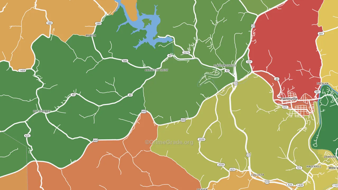 Staffordsville, KY Map of Assault Rates