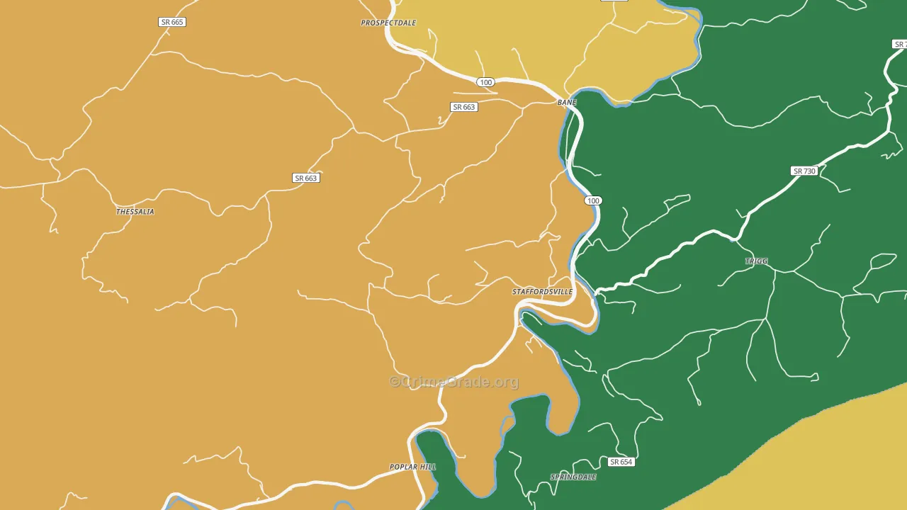 Staffordsville, VA Map of Assault Rates