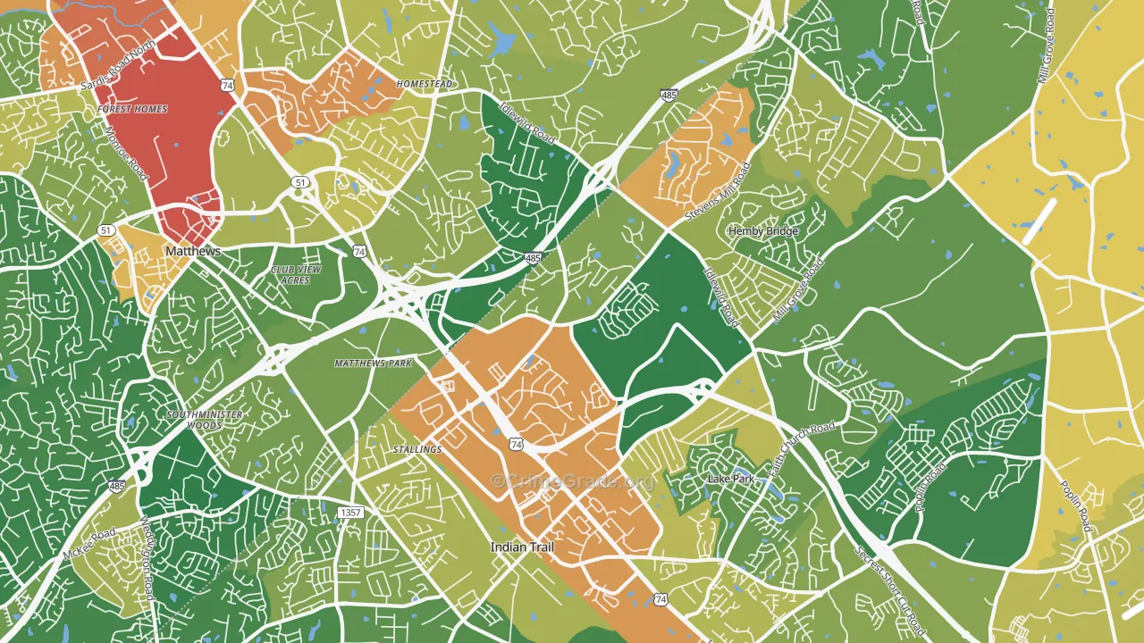 Stallings, NC Map of Assault Rates