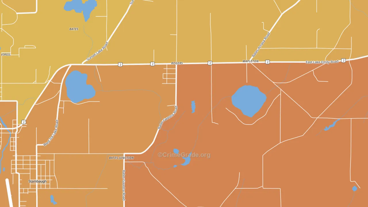 Stambaugh, MI Map of Assault Rates