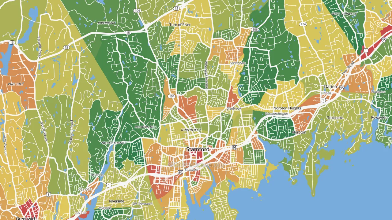 Stamford, CT Map of Assault Rates