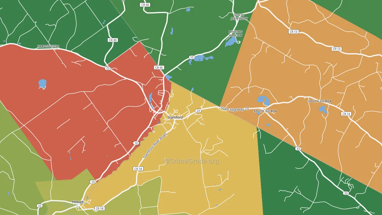 Stamford, NY Map of Assault Rates