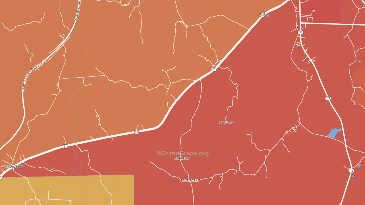 Stampley, MS Map of Assault Rates
