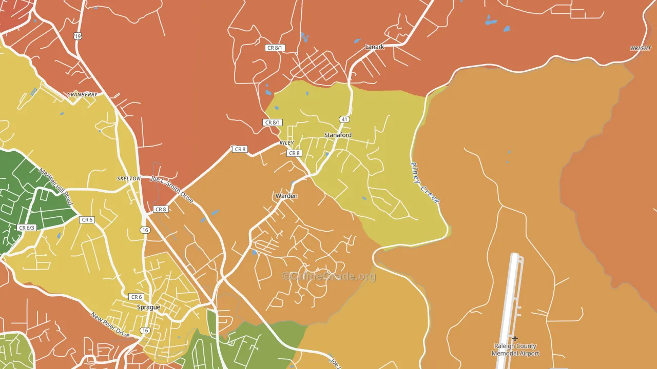 Stanaford, WV Map of Assault Rates