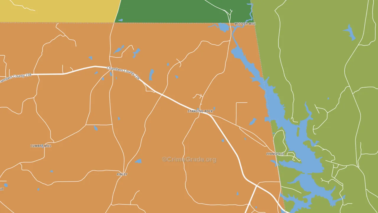 Standing Rock, AL Map of Assault Rates