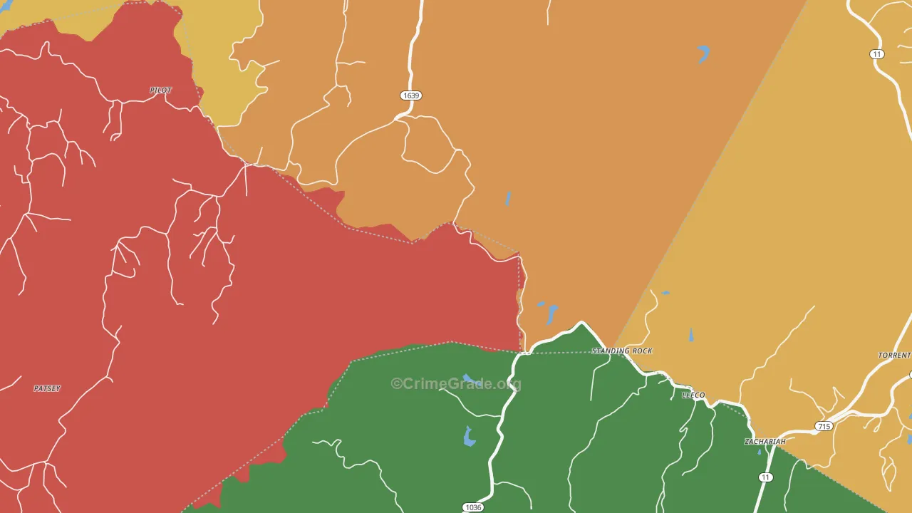 Standing Rock, KY Map of Assault Rates