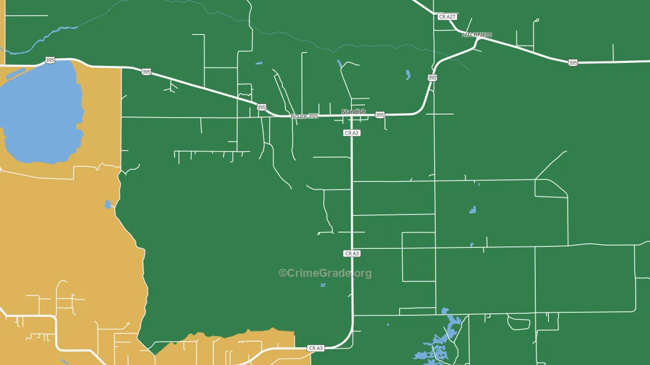 Standish, CA Map of Assault Rates