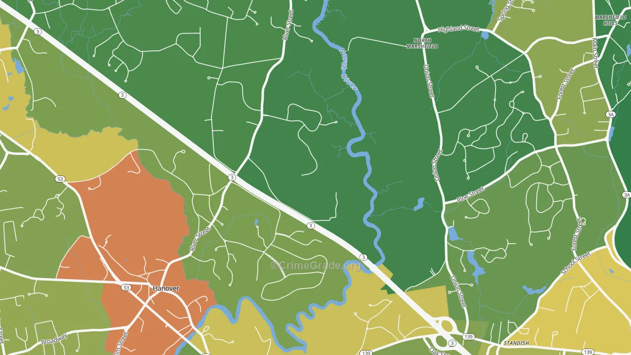 Standish, MA Map of Assault Rates